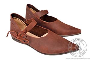 Buty redniowieczne damskie wizane. Medieval Market, Medieval leather lace-up shoes for women