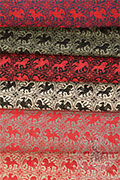 Printed linen de Blois pattern - Medieval Market, black and red patterns on a colored background