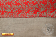 Printed linen de Blois pattern - Medieval Market, red pattern on a cream background