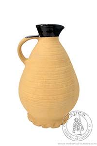 Wine jug. Medieval Market, in the color of sand, with decorative rings on the outer surface