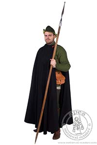 redniowieczny paszcz z 3/4 koa. Medieval Market, Medieval capes like this could be fastened with a string, buttons, or a broche.