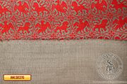 Printed linen de Blois pattern - Medieval Market, red pattern on a cream background