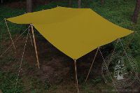 Big shed 8x4,5 m, yellow, cotton - rent. Medieval Market, shed cotton yellow